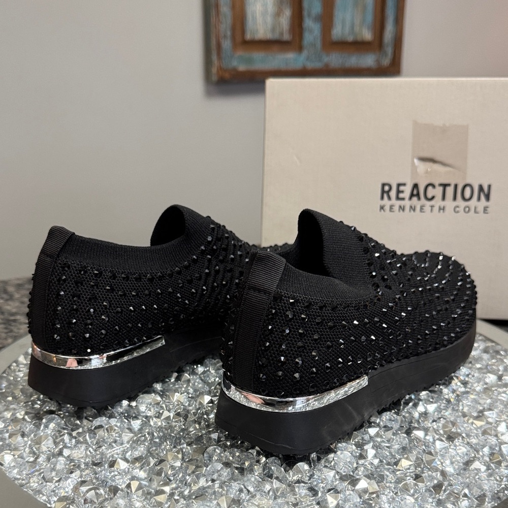 Kenneth Cole Reaction Cameron Jewel Black Slip-On jogger sneakers NEW 7.5 - Picture 5 of 15